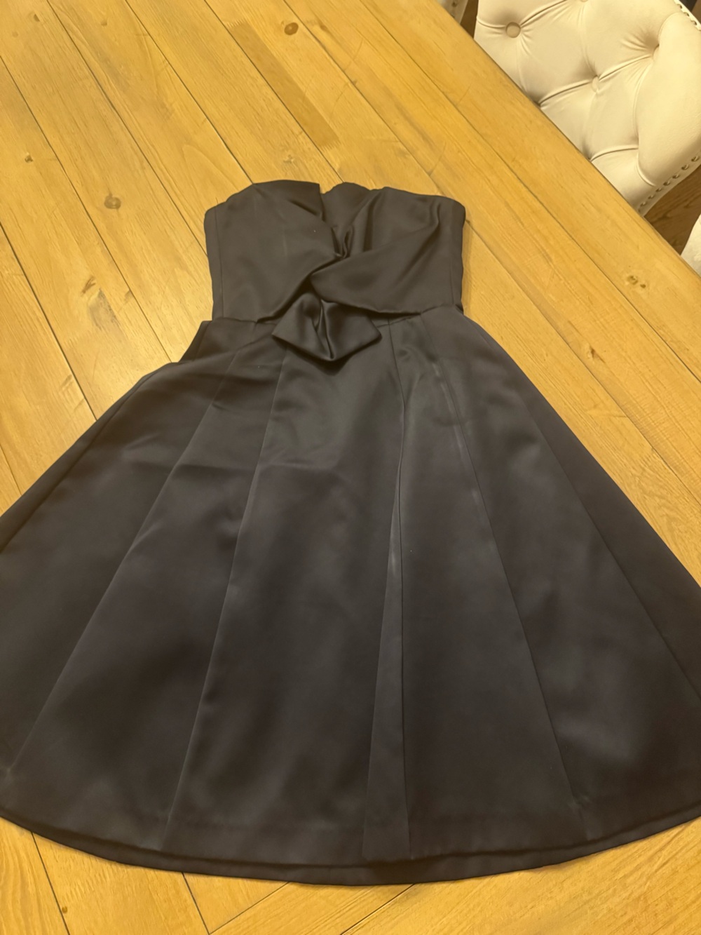 H&M Strapless Black A-Line Dress with Waist Bow